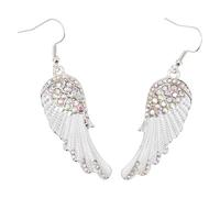 BESTYASH Boucles D’oreilles Pendantes Ailes D’ange Cristaux Blancs, 1 Paire, Bijoux Légers pour Femmes, pour Fête, Mariage et Usage Quotidien, Accessoire Élégant