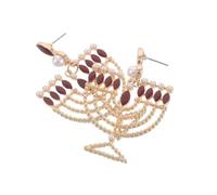 BESTYASH Boucles D’Oreilles Pendantes Chandelier Hanoukka en Alliage de Zinc Ornées de Cristaux Scintillants Couleur Rouge Festive Légères et Confortables Bijoux Festifs pour
