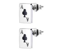 BESTYASH Boucles D'oreilles Goujons en Acier Inoxydable Design Poker Noir, Paire de Clous D'oreilles pour Fille, Décoration D'oreilles pour Fêtes et Tenues Quotidiennes