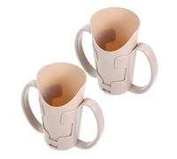 BESTYASH Bouteille découpée et gobelet pour dysphagie lot de 2 beige en plastique étanche stable avec poignées ergonomiques pour nursing care et home use