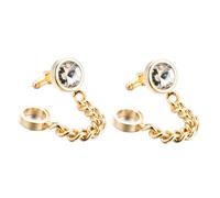 BESTYASH Boutons de Manchette en Cristal Dorés Chaîne, Accessoires Chemise Homme, Métal Doré, Élégants, Fête et Affaires, Décorations Couture