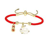 BESTYASH Bracelet Lapin Petits Pains Décoration Année Lunaire Pendentif Nouvel An Lunaire Lapins Asiatique De L'année Chinoise Bracelet Chinois Shui Mer Alliage Rouge