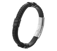 BESTYASH Bracelet Tressé Cuir Double pour Homme et Femme Ajustable avec Fermoir Magnétique Trois Sections Style Occidental Robuste et Élégant Accessoire de Poignet Unisexe