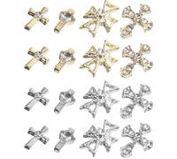 BESTYASH Breloques pour Ongles en Alliage 80 Pièces, Décorations Nail Art Thème Occidental, Charms Croix Gothiques Métalliques pour Manucure DIY et Salon Professionnel