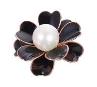 BESTYASH Broche Élégante Camélia en Alliage Artificielle, Accessoire Vestimentaire Noir à Surface Brillante, pour Mariage et Usage Quotidien
