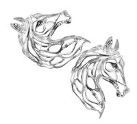 BESTYASH Broche en Alliage Ajourée Cheval 2026, Lot de 2 Épingles Décoratives Argentées pour Nouvel An Chinois, Bijoux Feng Shui Unisexes pour Costumes et Tenues Festives