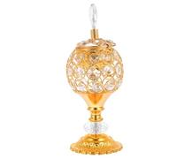 BESTYASH Brûleur de Parfum en Fer Forgé Décoratif Doré, Petit Brûleur Antique du Moyen-Orient pour Aromathérapie, Ornement de Bureau Rétro, Diffuseur Parfum Naturel pour Maison et Yoga