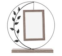 BESTYASH Cadre Photo Flottant Vintage en Métal Noir Forme Feuille 15 CM Cadre Commémoratif Familial Double Face pour Bureau et Décoration Maison Photo Rustique de Table