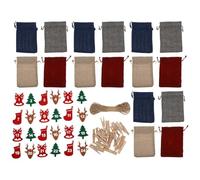 BESTYASH Calendrier de L'Avent de Noël en Feutre 24 Jours Paquet de Rangement Présent DIY Lot de Paquet en Tissu Non Tissé Réutilisables Décoration Suspendue pour Arbre et Maison pour