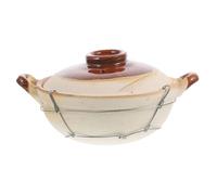 BESTYASH Casserole Argile avec Poignée Double Petit Casserole pour Cuisine Maison pour Soupe Nouilles et Ragoût Ustensile de Cuisine Aux Températures