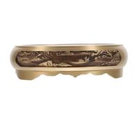 BESTYASH Cendrier Décoratif Rond en Métal Cuivre Vintage pour Table | Base Ronde, Rainure pour Cigarette, Surface Polie, Style Rétro, pour Espace Fumeur et Restaurant