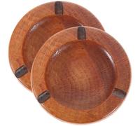 BESTYASH Cendrier en Bois Rond 2pcs Grand Espace Intérieur, Style Vintage Élégant, pour Bureau ou Décoration Intérieure Maison Marron Couleur Aléatoire