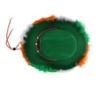 BESTYASH Chapeau de Cowboy Irlandais Saint Patrick Lumières Intégrées | Motif Trèfle, Mentonnière Sécurisée, Peluche et Tissu Non Tissé, pour Fête, Photo et Déguisement Adulte