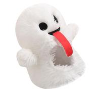 BESTYASH Chapeau Fantôme en Peluche Langue Tirée Taille Unique Couleur Blanche et Noire 1 Pièce Accessoire de Déguisement Halloween pour Fête Cosplay et Photos Themed Party