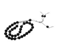 BESTYASH Chapelet Musulman 99 Perles D’agate Noir pour Prière Islamique | Double Rang, Noms Arabes Gravés, Toucher Lisse, Porté aux Mains Cou, Coffret Présent Artisanal Style Aléatoire