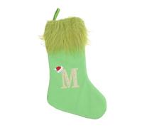 BESTYASH Chaussette de Noël Géante Verte à Lettre Capacité Importante Tricotée avec Lanière Suspendue Décoration Festive pour Sapin et Fête