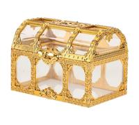 BESTYASH Coffre à Trésors Transparent Doré Mini, Boîte de Rangement Décorative pour Bonbons et Dragées, Petite Boîte au Trésor 1 Pièce, pour Décoration de Table de Fête et Rangement