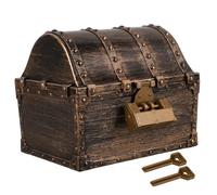BESTYASH Coffre Trésor Pirate Vintage 16X13X12Cm Avec Serrure Et 2 Clés Boîte À Bijoux Pour Enfants Décoration De Fête Pirate Et Accessoire Escape Game