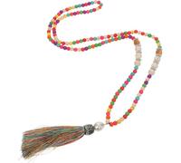 BESTYASH Collier Bohème en Perles Multicolores Fait Main Pendentif à Pompon Collier Long à Plusieurs Rangs pour Femme Bijou Ethnique Vintage Plage et Tenues Estivales