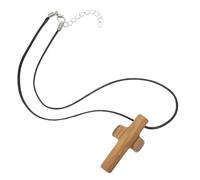 BESTYASH Collier Croix en Bois d'Olivier Sculpté à la Main Pendentif Religieux Unisexe Cordon Ajustable Bijou Chrétien Spirituel pour Pâques et Usage Quotidien Accessoire Symbole de Foi