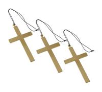 BESTYASH Collier Croix pour Prêtre en Plastique Or, Finition Polie Fine, Lot de 3 Pièces, Design Ecclésiastique Élégant pour Sermons et Baptêmes
