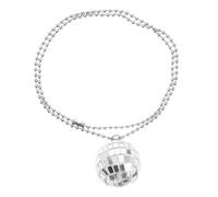 BESTYASH Collier Pendentif Boule Disco Brillant en Métal Argenté, Accessoire Femme pour Soirée Festive et Danse, Style Rétro Vintage, Taille Réglable, Décoration de Fête Disco