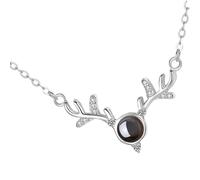 BESTYASH Collier Pendentif de Bois de Cerf Blanc Ornement de Cou Artisanal Élégant Chaîne de Clavicule Réglable Bijoux de Cou Vintage pour Femmes Présent Romantique Saint-Valentin