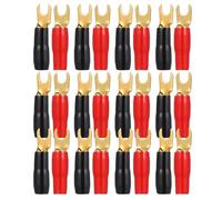 BESTYASH Cosses à Fourche en Laiton Isolées Noir et Rouge, 12 Paires, Connecteurs de Câbles pour Haut-parleurs Audio Automobile, Bornes 8ga, Terminal de Jonction Fiable pour Installation