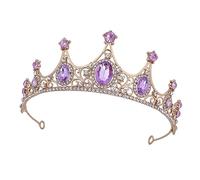 BESTYASH Couronne de diamants en cristal célibataire future mariée diadème pour la fête tiare de mariée Royal casque de mariage pour la mariée couronnes d'anniversaire strass Violet,mauve