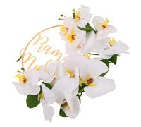 BESTYASH Couronne de L’aïd Moubarak pour Porte D’entrée, Couronne Décorative Artificielle Fleurs Solide, Décoration Saisonnière Interchangeable pour Ramadan, Ornements Festifs pour Maison