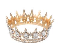 BESTYASH Couronne de Mariage en Alliage Doré Strass Blancs Grand Modèle Rond Accessoire Cheveux pour Mariée et Demoiselles d'Honneur Bandeau Élégant pour Fêtes et Anniversaires