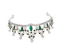 BESTYASH Couronne de Strass Dorée et Verte pour Femme, Serrage-tête Couronne de Mariage en Strass, Accessoire Cheveux Mariée Élégant pour Cérémonie, Fête et Séance Photo, Tiare