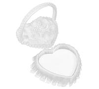 BESTYASH Coussin Alliances Dentelle Forme de Cœur pour Mariage Oreiller Décoratif Élégant pour Fiançailles Support de Moderne pour Cérémonies