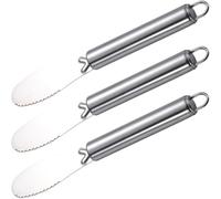BESTYASH Couteau à Beurre 3 Pièces en Acier Inoxydable - Spatule à Fromage Racloir à Confiture Étaloir à Beurre Portable - Gâteaux et Sandwichs Outil Multifonction Cuisine