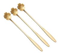 BESTYASH Cuillères à Mélanger Résistantes Chaleur en Acier Inoxydable Or Lot de 3, Design Pétale Créatif, Résistantes la Chaleur, Cuisine et Maison