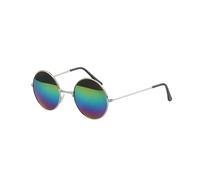 BESTYASH de Soleil Hippie Rondes avec Verres Colorés Unisexes Monture Nickel pour Festivals Look Rétro