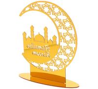BESTYASH Décoration Islamique Décoration du Ramadan Signe Moubarak Lune et Lettres, Acrylique Miroir Or, Portable et Léger, pour Salon et Chambre, Fête de L’Eid et Ramadan