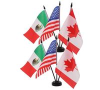 BESTYASH Drapeaux de Bureau Américains et Drapeau de Bureau Canadien Miniature en Plastique avec Matériel pour Mât de Drapeau, Robustes et Solide pour Coupe du Monde et Voyages D'affaires