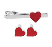 BESTYASH Ensemble Boutons de Manchette et Pince à Cravate Cœur en Alliage Rouge Accessoires Bijoux Mariage et Anniversaire pour Tenue Habillée Homme Présent Saint-Valentin Élégant