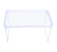 BESTYASH Étagère de Rangement Surélevée Blanche en Plastique, Support de Bureau à Deux Niveaux, Pieds Antidérapants, Design Moderne pour Optimiser l'espace de Travail