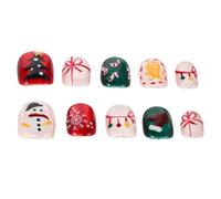 BESTYASH Faux Ongles Courts de Noël à Coller avec Motifs Flocon Cannelle Manucure Festive pour Fêtes Hiver