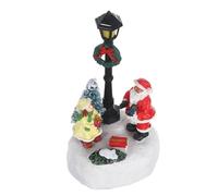 BESTYASH Figurine de Lampadaire de Noël en Résine Résistante avec Éclairage LED pour Décoration Festive de Bureau ou Maison en Saison Hivernale