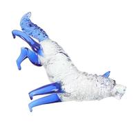 BESTYASH Figurine en Cristal de Loup Bleu Moyen, Sculpture en Verre Soufflé Décorative pour Bureau et Intérieur, Ornement Stable et Élégant pour Collection et Présent D’Anniversaire, Objet