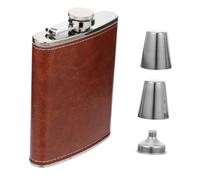 BESTYASH Flasque à Portable Acier Inoxydable Style Vintage Petite avec Étui Cuir et Entonnoir Cadeau pour Randonnée et Festivals