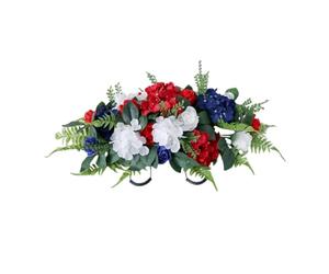 BESTYASH Fleurs en Plastique Élégantes pour Décoration Funéraire pour Tombe, Composition Artificielle en Tissu de Soie Support en Fer, pour Cimetière et Monuments Commémoratifs