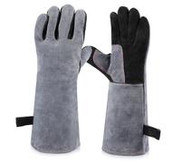 BESTYASH Gants de Soudure Cuir Renforcé Protection Haute Température avec Doublure Confortable et Manchette Longue pour Travail Mécanique et Grillades