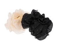 BESTYASH Grandes Pinces à Cheveux Clips Élégants Lot de 2 en Mousseline Nœud et Strass Accessoires Coiffure pour Cheveux Épais pour Soirées et Voyages D'affaires