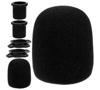 BESTYASH Housses de Microphone en Éponge Noire 2 Sets pour Protection Anti-vent Bruit, Adaptées aux Performances sur Scène et Salles de Conférence