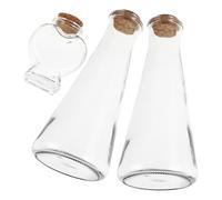 BESTYASH Kit Cérémonie de Sable Mariage 3 Pièces en Verre Transparent Bouchons en Liège - 2 Bouteilles Coniques 1 Bouteille Cœur - Réutilisable, Artisanale et Décorative, Présent Mariage