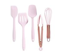 BESTYASH Kit Pâtisserie pour Garçon et Filles 5 Pièces en Silicone Rose - Ustensiles Cuisine Fabrication, Spatules en Silicone, Grattoir, Outils de Cuisson pour Gâteaux, pour Atelier